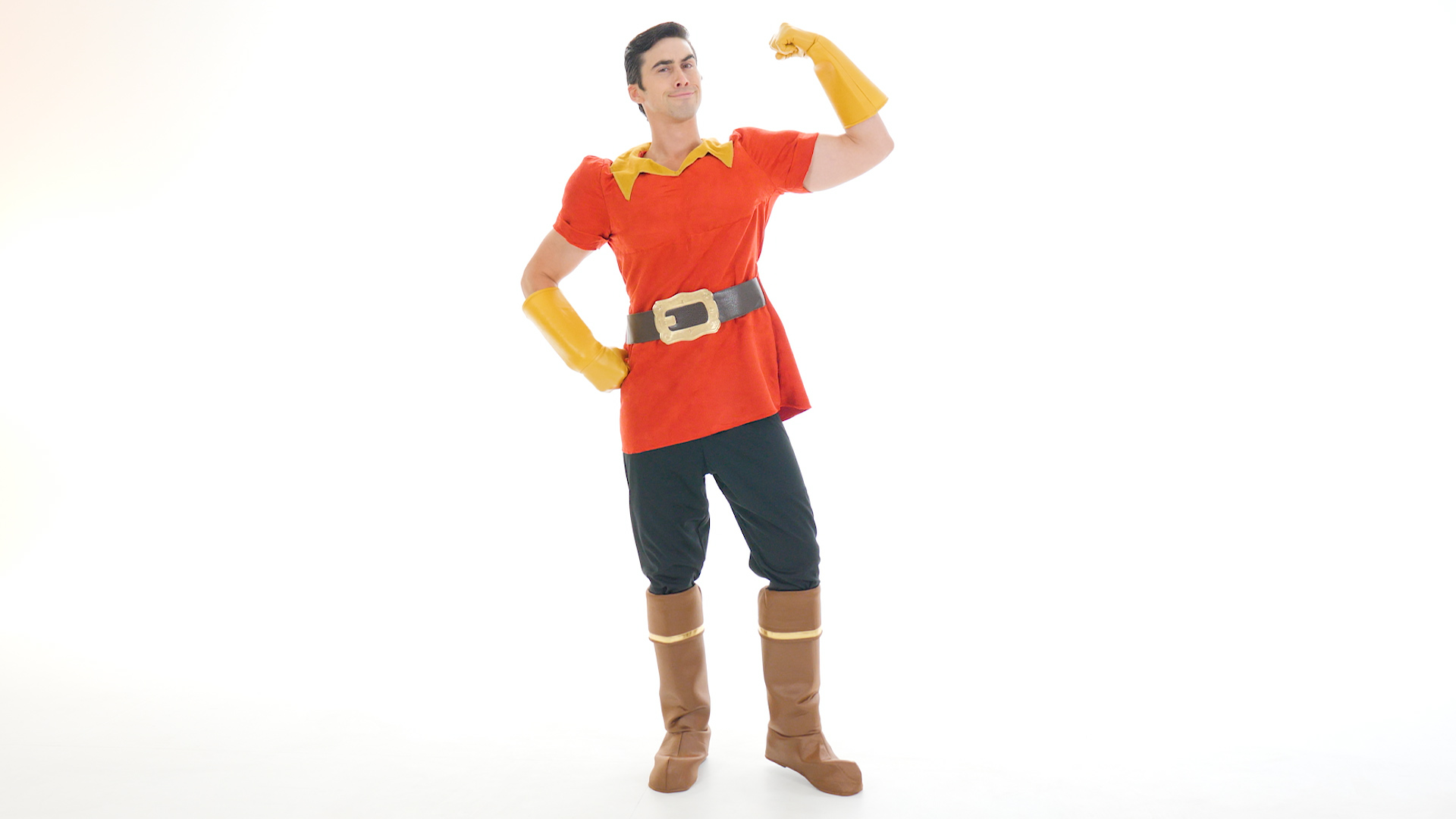 Become the brawny, handsome bachelor of everyone's dreams when you put on this licensed exclusive Disney Beauty and the Beast Gaston Men's Costume.